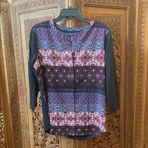 Patterned Women's Top - Black, Red, Blue